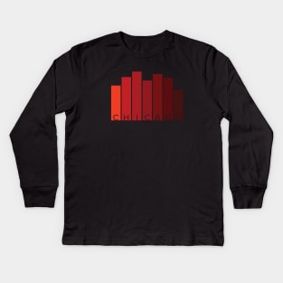 Chicago Skyline in Graphic Design Kids Long Sleeve T-Shirt